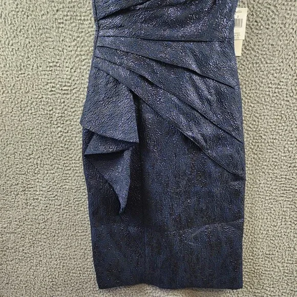 Teri Jon by Rickie Freeman Off-the-Shoulder Metallic Jacquard Dress Women's 2 - Picture 4 of 14